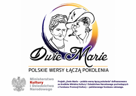 Plakat wizerunki dwóch kobiet napis Dwie Marie - polskie wersy łączą pokolenia